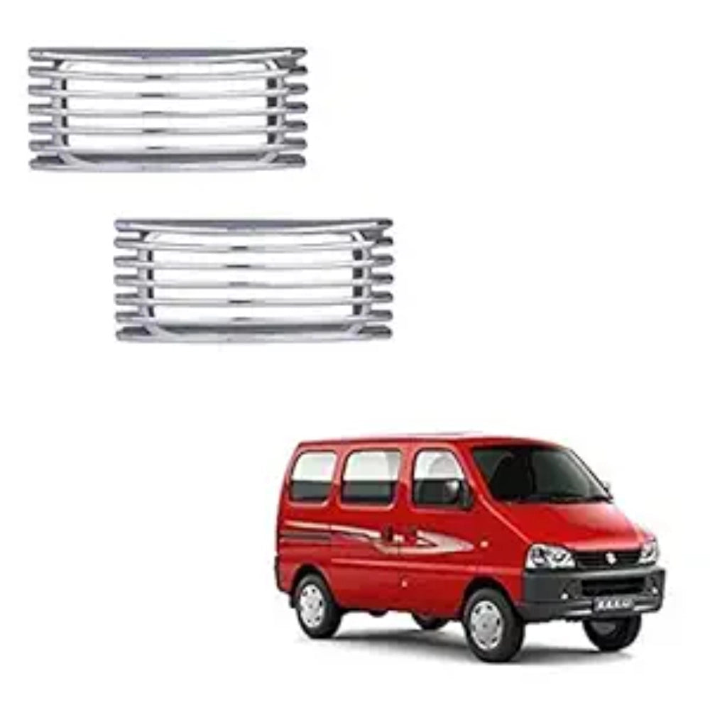 Set Of 2 Stylish Car Side Lamp/Indicator Rim Sticker Grill/Jali Type Chrome Finishing Silver Cover Auto Car Exterior Accessories (Multicolor)