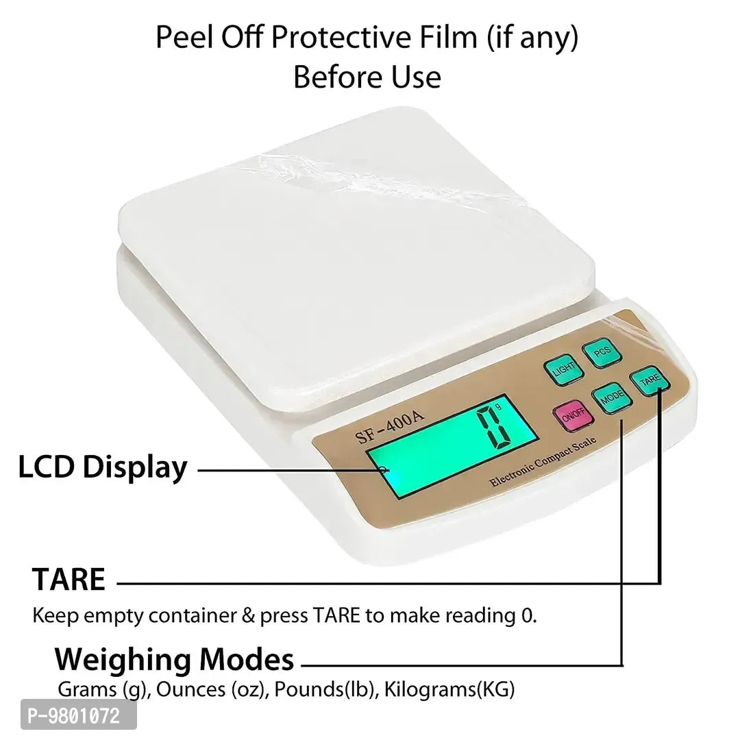 New Portable Electronic Digital Kitchen Weight Scale Machine With Backlight LCD Display For food Measuring Pack of 1 White