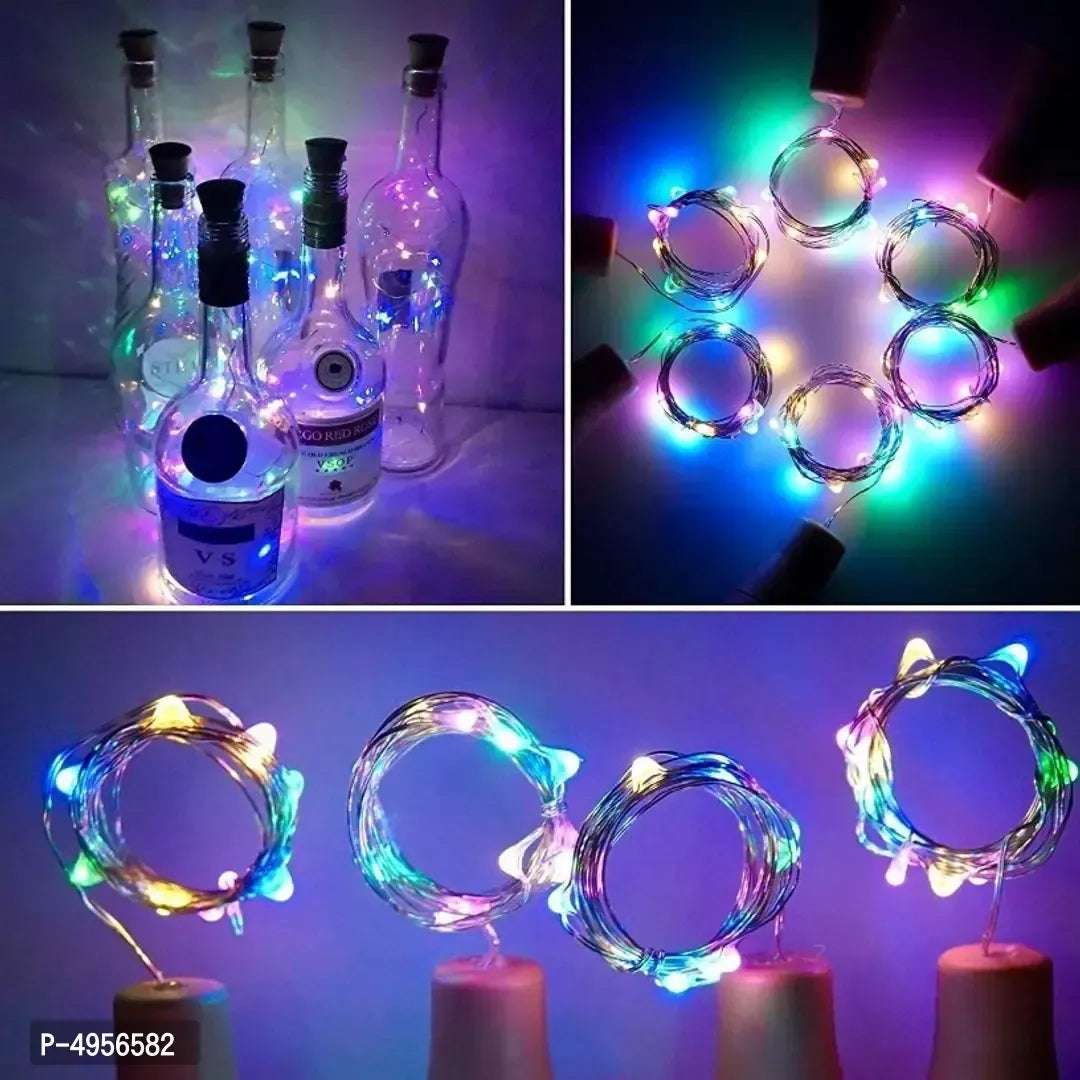 20 LED Wine Bottle Cork Lights Copper Wire String Lights for Home Decoration, Diwali, Christmas Decoration (Multi Colored)