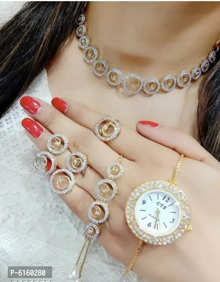 Golden Alloy Jewellery Sets For Women and Girls