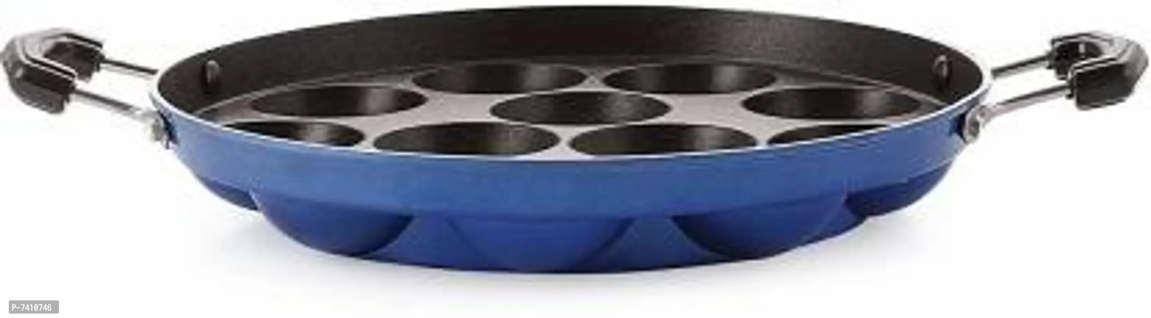12Cavities Non Stick Appam Patra with Lid and Side Handle / AppamPan /AppamMaker / PanCake /idali Maker / idliPankadai / litti maker / Pancake / Paniarakkal 1 L capacity 21 cm diameter (Aluminium, Non-stick)