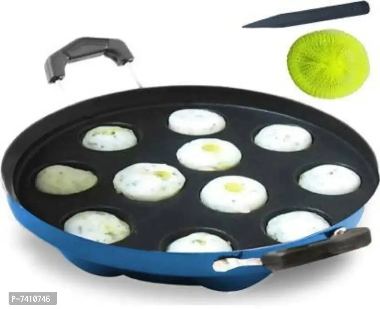12Cavities Non Stick Appam Patra with Lid and Side Handle / AppamPan /AppamMaker / PanCake /idali Maker / idliPankadai / litti maker / Pancake / Paniarakkal 1 L capacity 21 cm diameter (Aluminium, Non-stick)