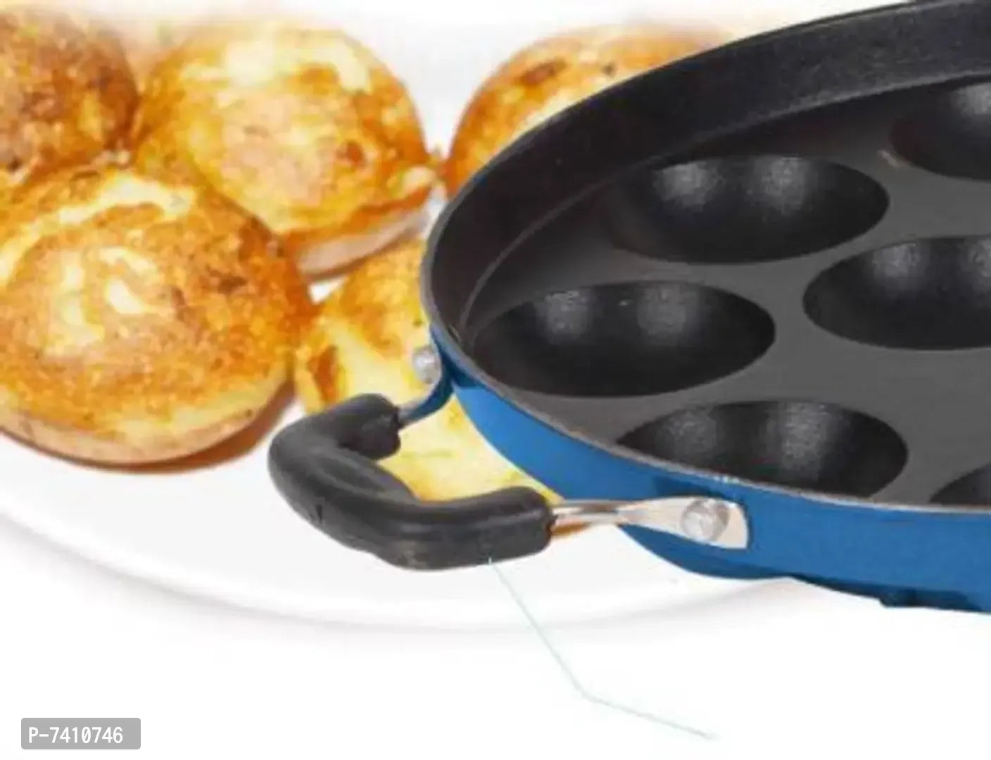 12Cavities Non Stick Appam Patra with Lid and Side Handle / AppamPan /AppamMaker / PanCake /idali Maker / idliPankadai / litti maker / Pancake / Paniarakkal 1 L capacity 21 cm diameter (Aluminium, Non-stick)