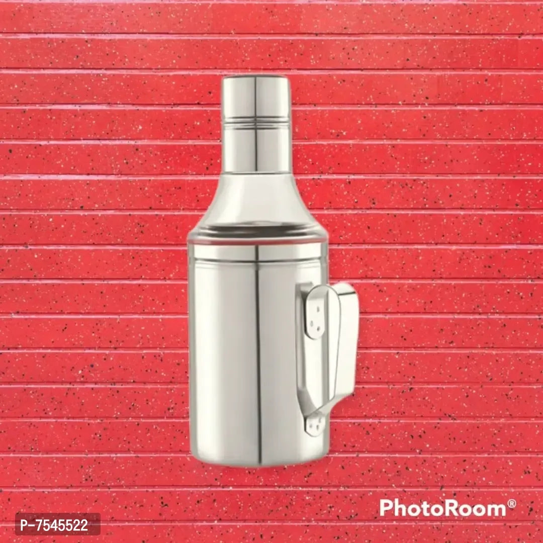 Stainless Steel Nozzle Oil Dispenser 1 Litre Silver | Oil Container | Oil Pourer | Oil Pot | Oil Can | Oil Bottle with Handle Set of 1
