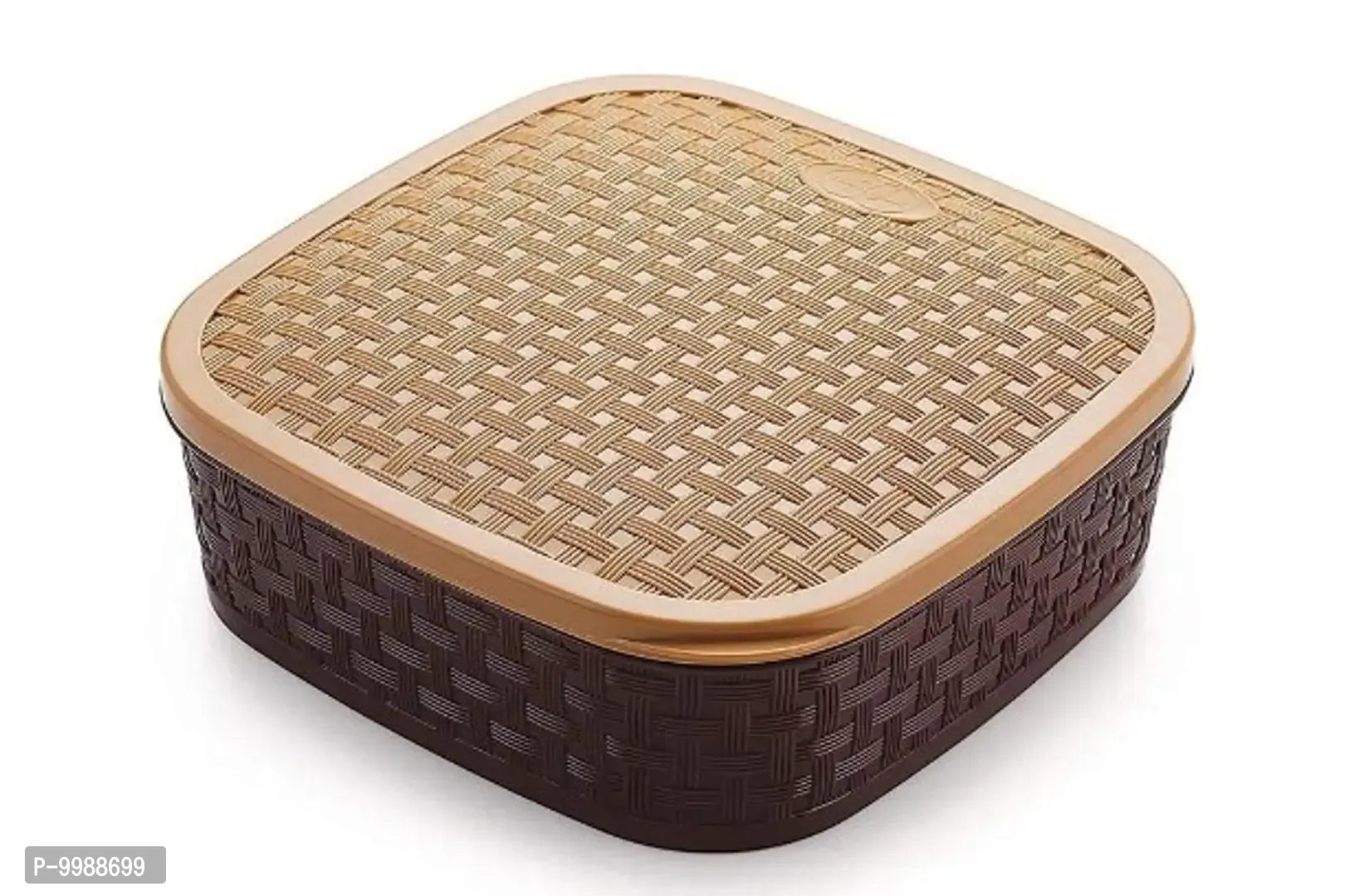 Plastic Square Masala Box Set, Spice Box Set - Brown