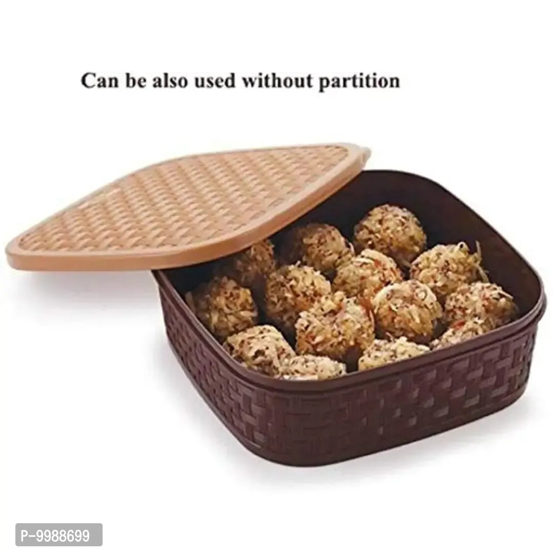 Plastic Square Masala Box Set, Spice Box Set - Brown