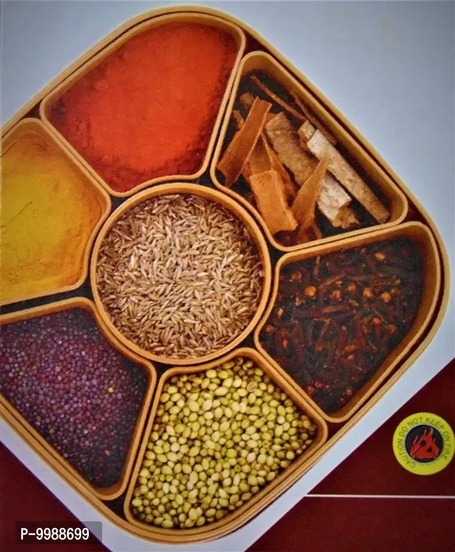 Plastic Square Masala Box Set, Spice Box Set - Brown