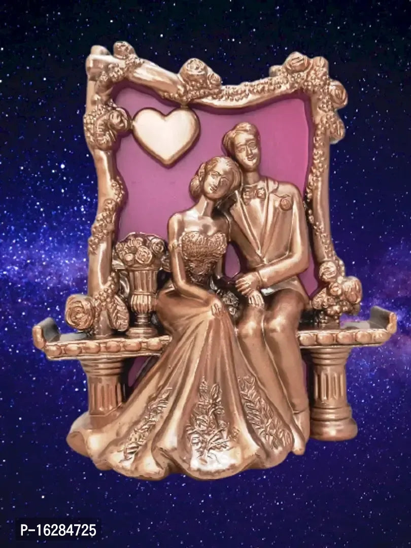 Human Couple Figurine Showpiece Sitting on Stage and Taking Blessingfrom Loved Onces- Romantic Decorative Handicraft Showpiece