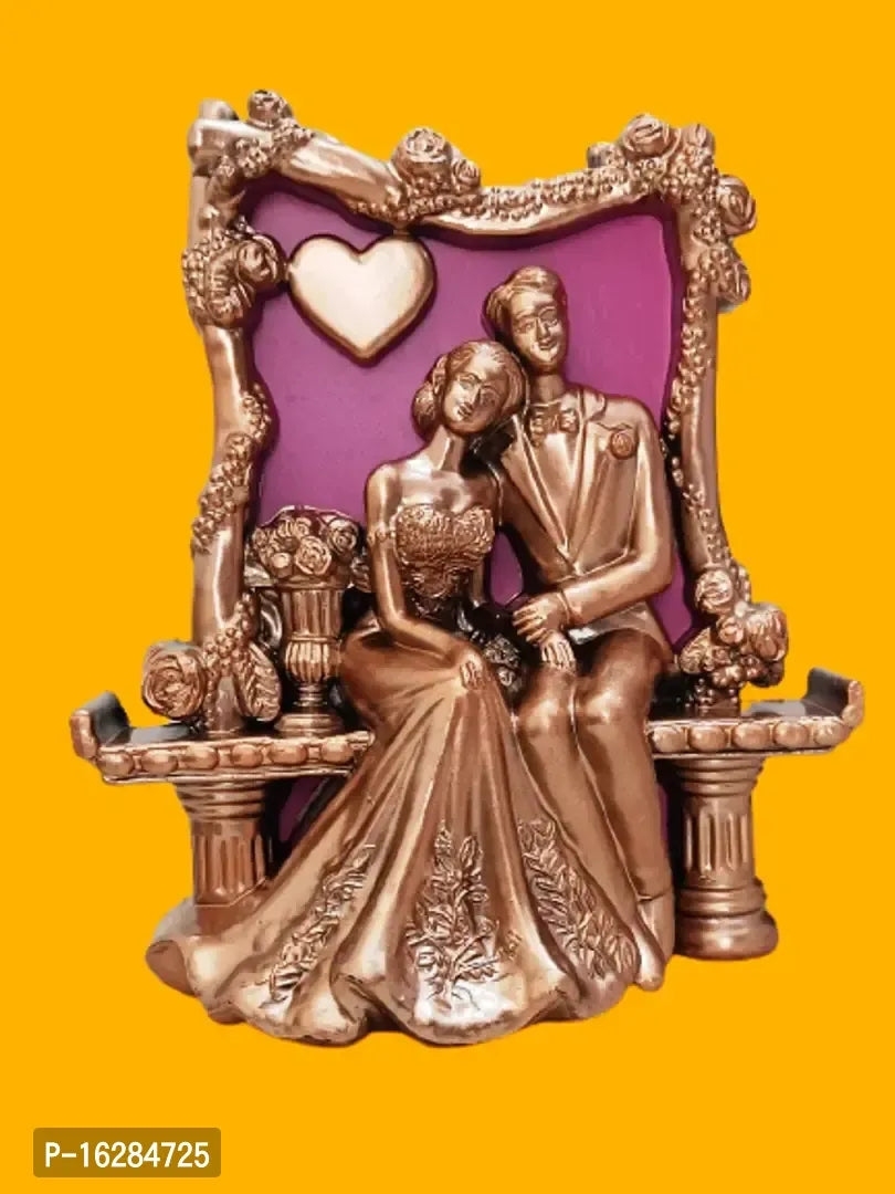 Human Couple Figurine Showpiece Sitting on Stage and Taking Blessingfrom Loved Onces- Romantic Decorative Handicraft Showpiece