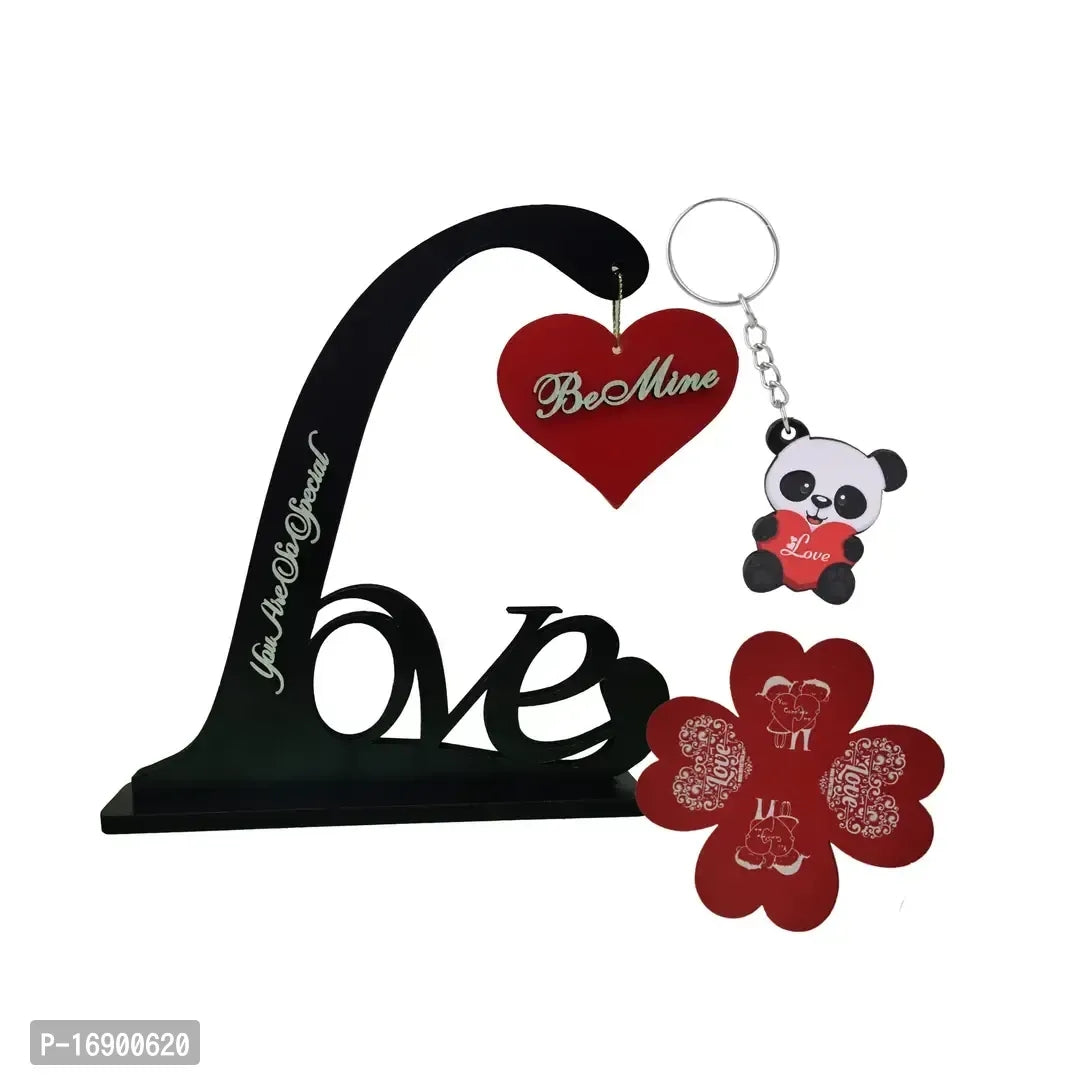 Hubby wifey GF BF Couple Gifts for Valentine's Day Anniversary Birthday Decorative Showpiece - 16.5 cm (Wood, Black)