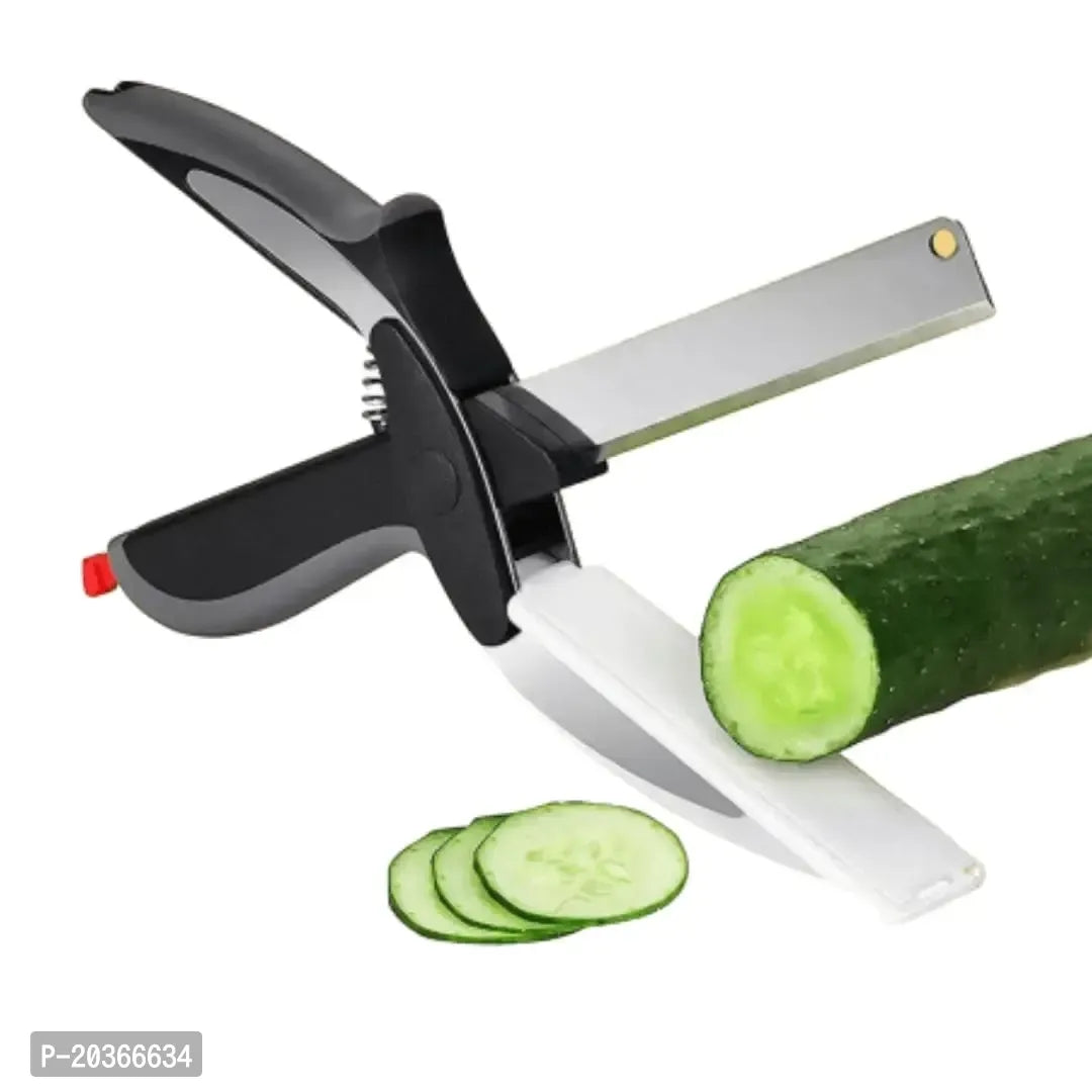 Smart Clever Cutter Kitchen Knife Food Chopper with Locking Hinge - Pack of 1
