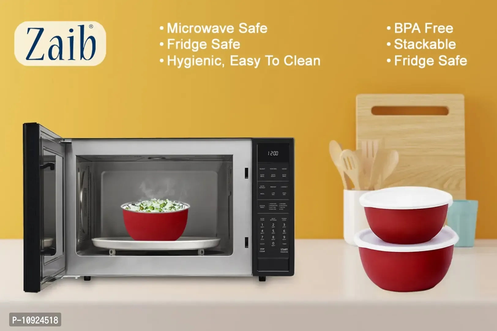 Microwave Safe Bowl Set with Lid for Kitchen | Food Storage Container with lid set of 3