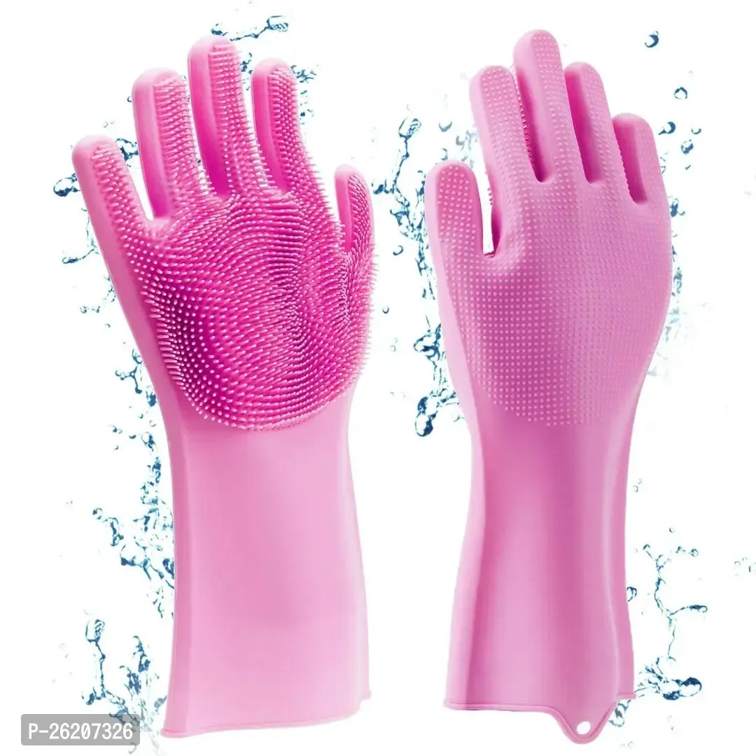 Silicone Hand Gloves For Dish Washing Kitchen Bathroom Car Cleaning Great For Washing Dish, Car, Bathroom
