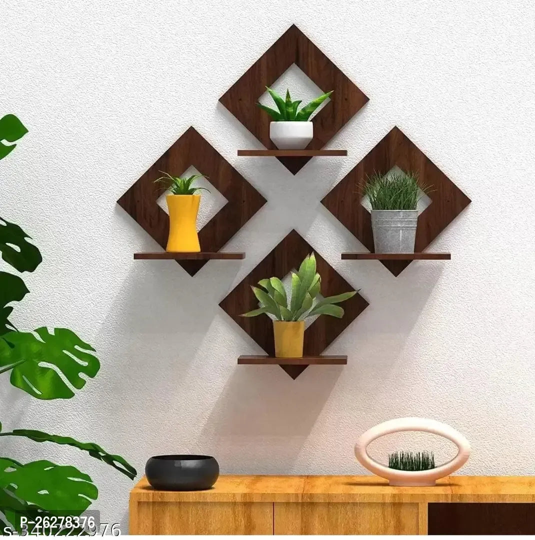 Solid Wooden Wall Shelf Hanging Shelves Wall Art Stylish Home Office Decor Engineered Wood Wall Storage Mounted Wooden Display Shelf Living Room Ideal for Gifting