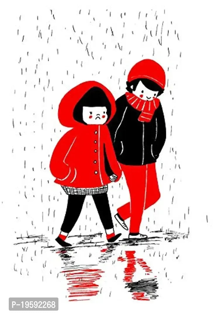 Gift Cute Couple (Red, Black ) Design White Cushion Cover 12x12 inches with Filler - Gifts for Girlfriend Boyfriend, Birthday Gift for Husband Wife, Love Gifts