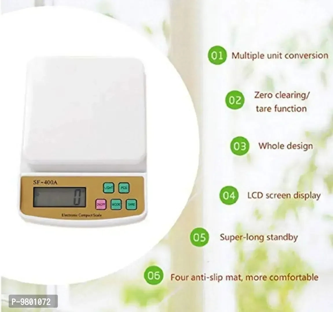 New Portable Electronic Digital Kitchen Weight Scale Machine With Backlight LCD Display For food Measuring Pack of 1 White