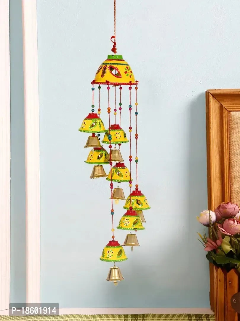 Great Art Set of 1 Garland Decorations Wall Door Hanging Toran with Bells Rajasthani Home Living Room Decoration (Pack of 1) Yellow
