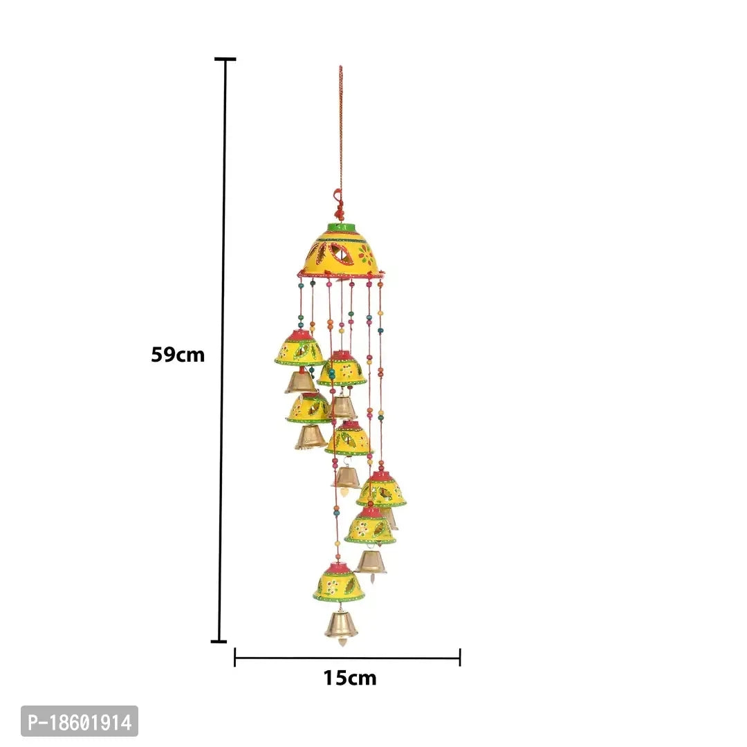 Great Art Set of 1 Garland Decorations Wall Door Hanging Toran with Bells Rajasthani Home Living Room Decoration (Pack of 1) Yellow