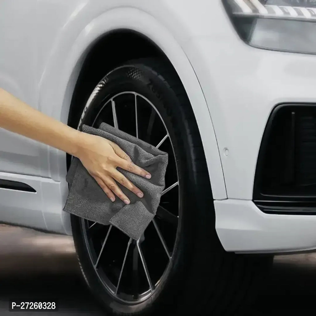 Microfiber Cloth - 4 pcs Grey - 40x40 cms - 300 GSM - Automotive Microfibre Towels for Car Bike Cleaning Polishing Washing
