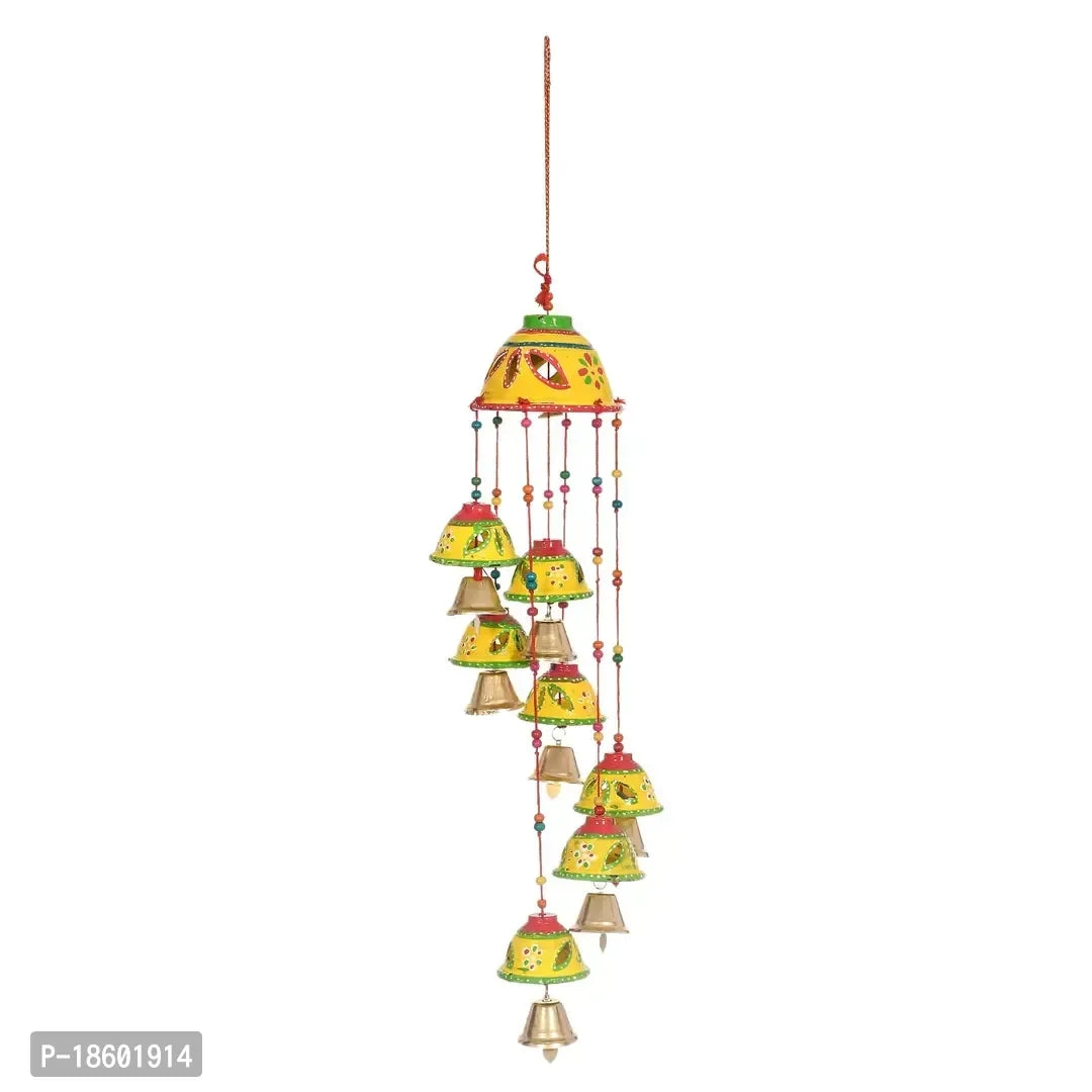 Great Art Set of 1 Garland Decorations Wall Door Hanging Toran with Bells Rajasthani Home Living Room Decoration (Pack of 1) Yellow