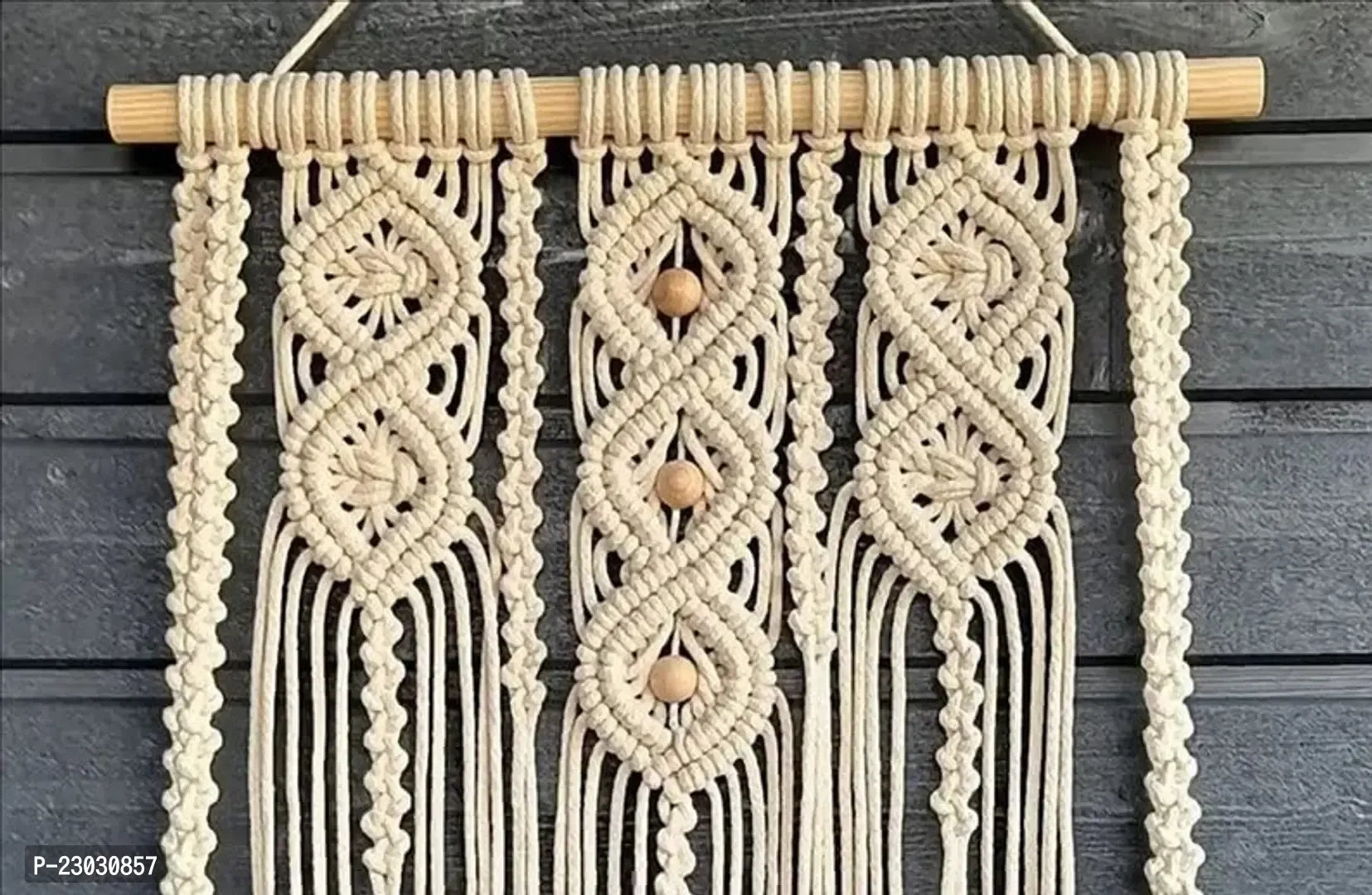 Wall Hanging Shelf, Decorative Handmade Floating Wooden Shelve, Hand Woven Items for Living Room Bed Room, Gift Item Kitchen, Size 12 x 5 x 24 Inch, Off White