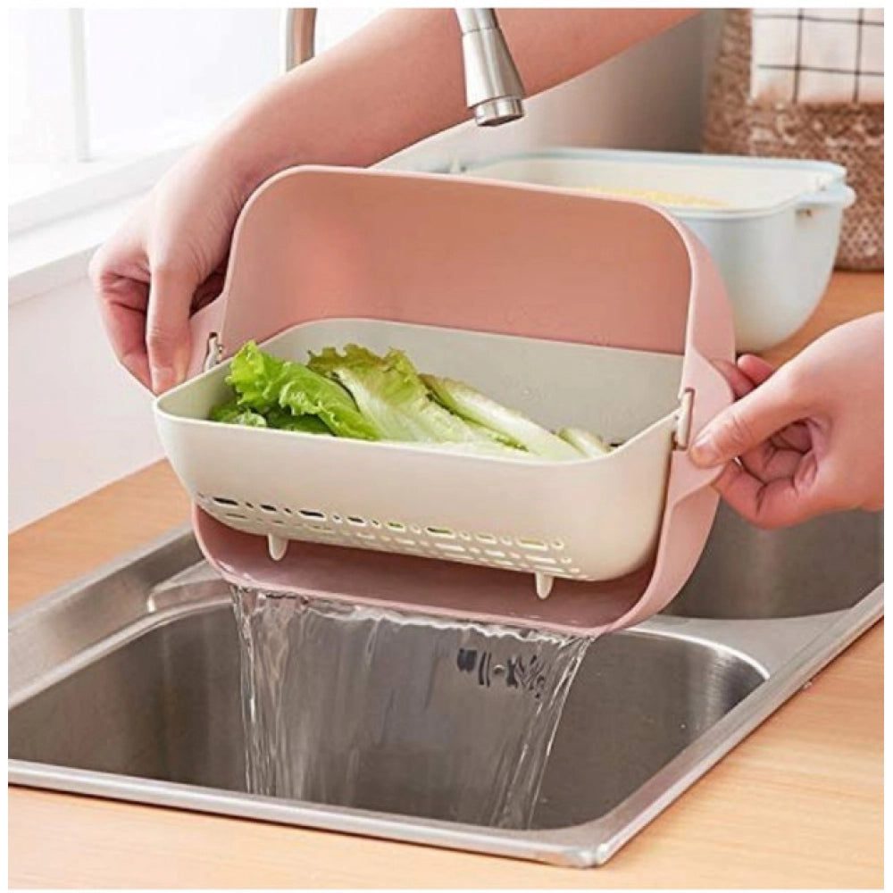 Pack Of 2_Multi-Purpose Kitchen Basket – Ideal for Straining, Sieving, Washing And Holding Fruits or Foods (Color: Assorted )