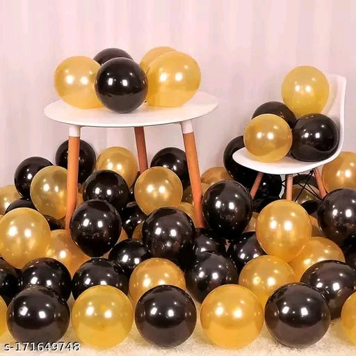 Happy Anniversary Decoration Kit Home -34 Items Golden Combo Set For Decoration Balloon Bouquet (Gold, Black, Pack of 34)