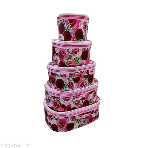 Fashionable Rose Printed High quality Makeup Kit box, Storage Case, JewelryKit Vanity Box (Set of 5)
