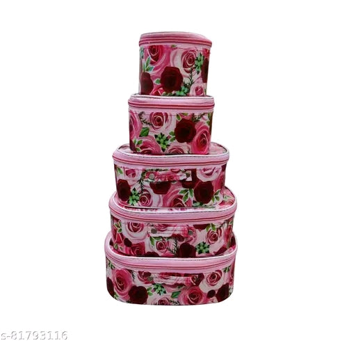 Fashionable Rose Printed High quality Makeup Kit box, Storage Case, JewelryKit Vanity Box (Set of 5)