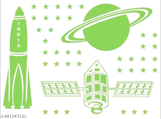 Green Color Fluorescent Night Glow Sticker In The Dark Star Wall Sticker | Polyvinyl Chloride Radium Stickers Stars Big and Small Ceiling or Wall Stickers for Kids Room | Bedroom | Living Room | Drawing Room