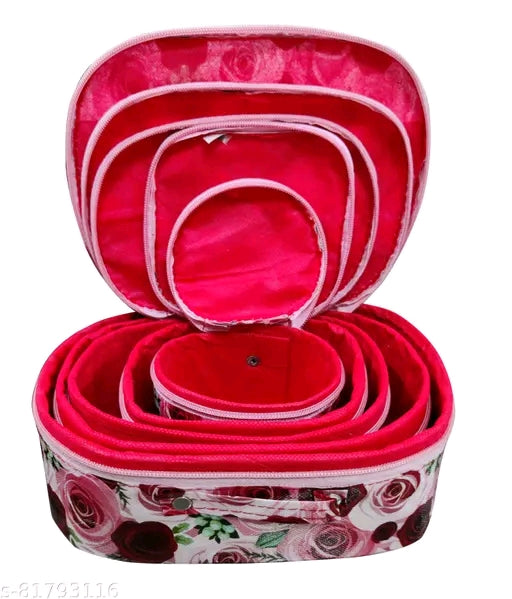 Fashionable Rose Printed High quality Makeup Kit box, Storage Case, JewelryKit Vanity Box (Set of 5)