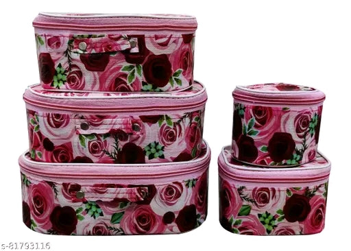 Fashionable Rose Printed High quality Makeup Kit box, Storage Case, JewelryKit Vanity Box (Set of 5)
